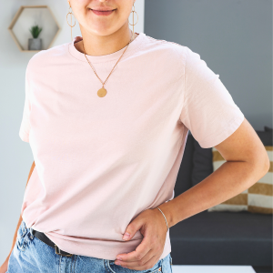 Women’s Light Pink Crew Neck Cotton T-Shirt